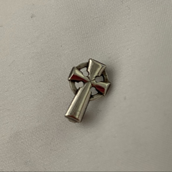 Sterling Silver Vintage Tiny Cross Lapel Pin - Picture 1 of 5